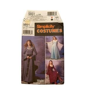 Sewing Pattern Simplicity  COSTUMES MEDIEVAL DRESS RR 9891 14-16-18-20